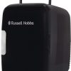 Russell Hobbs Mini Cooler RH4CLR1001B 4L/6 Can Portable Mini Cooler & Warmer for Drinks. Cosmetics/Makeup/Skincare. AC/DC Power. Retro Style. Black. For Bedroom. Home. Caravan. Car