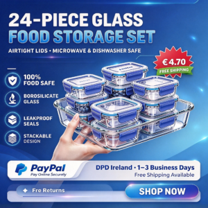 🧊 24-Piece Glass Food Storage Set – Airtight, Oven & Microwave Safe